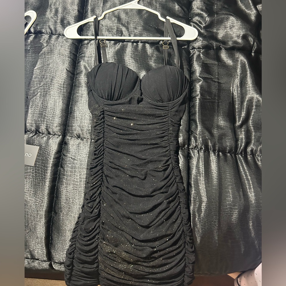 Fashion Nova Black Glitter Mini Dress